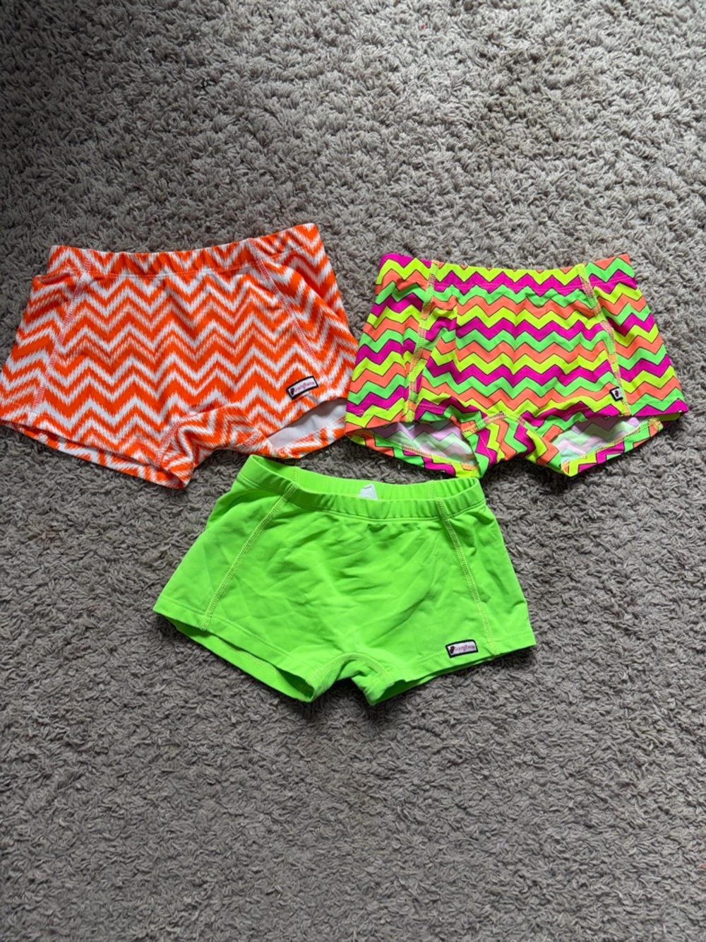 Crazy Pants Set of 3 Bright Chevron & Neon Knit Athletic Shorts